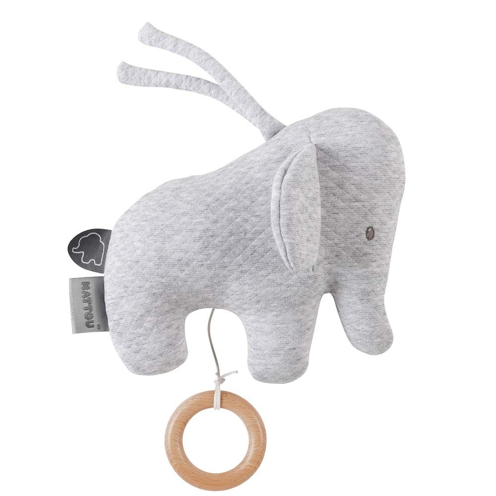 Игрушка мягкая музыкальная Nattou Soft Toy Tembo Jacquard Слоник 21 см 929387