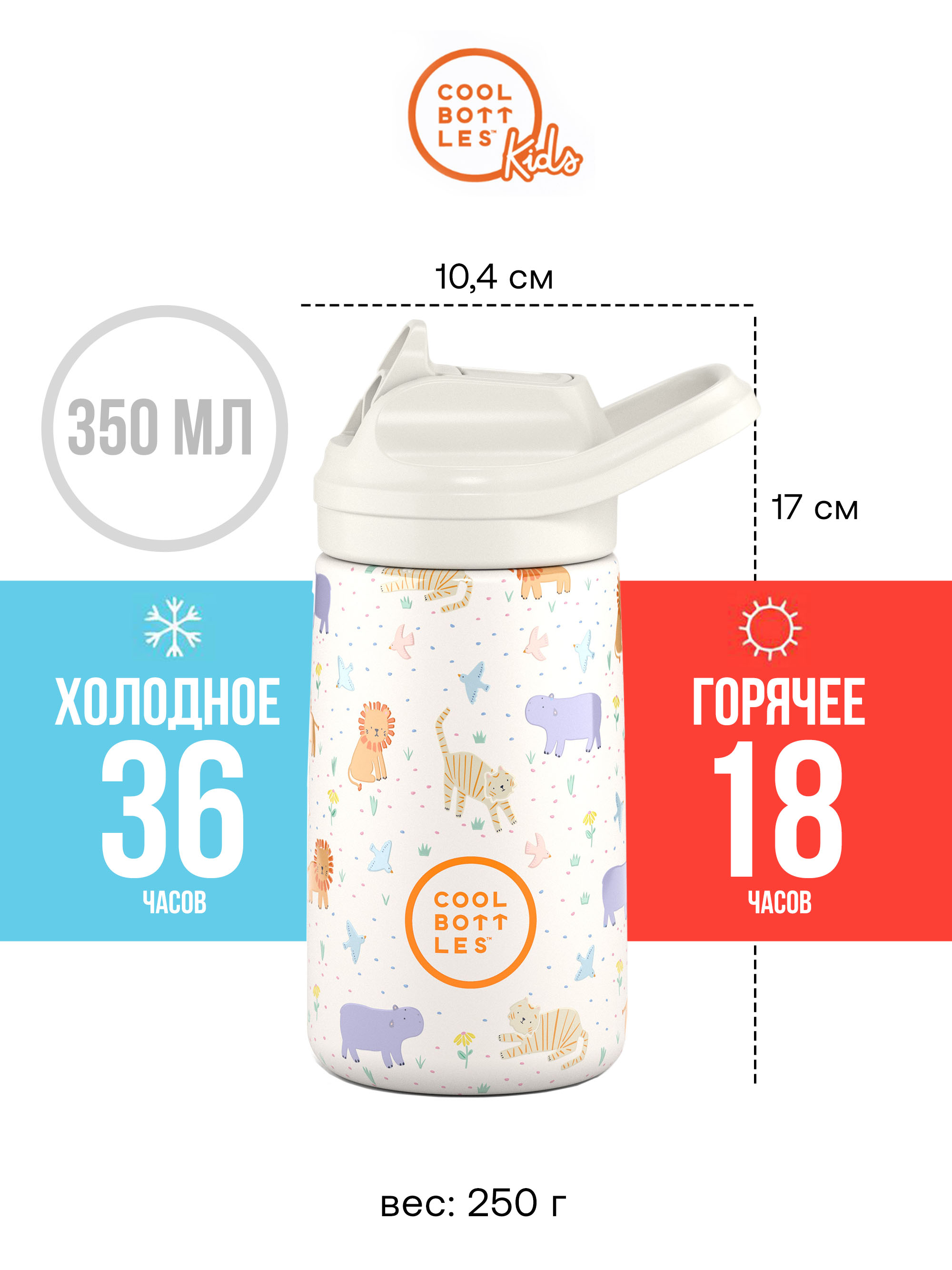 Термос-термобутылка Cool Bottles Kiddie Roar Time 350 мл