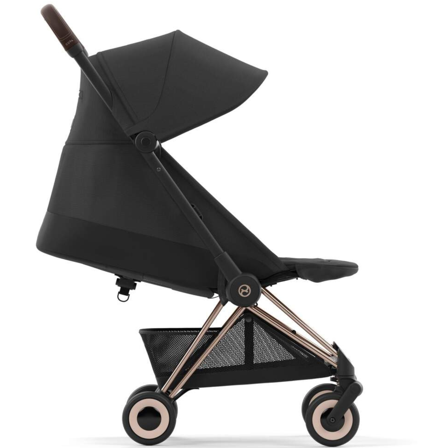Коляска прогулочная Cybex Coya шасси Rosegold с дождевиком и бампером