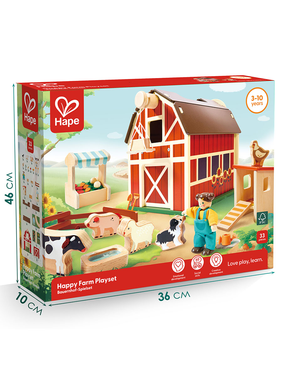 Игровой набор HAPE Домик «Веселая Ферма» с фигурками и аксессуарами
