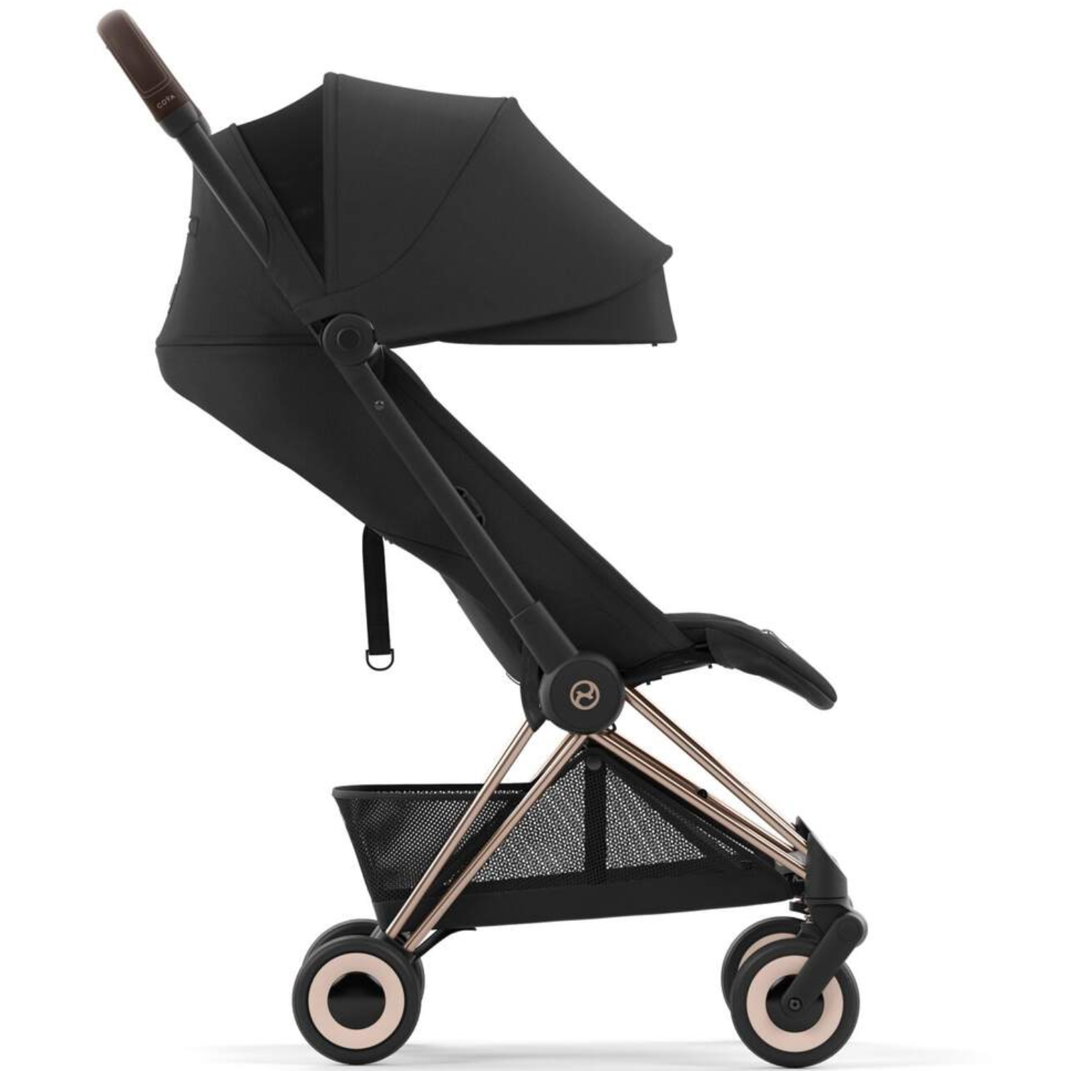 Коляска прогулочная Cybex Coya шасси Rosegold с дождевиком и бампером