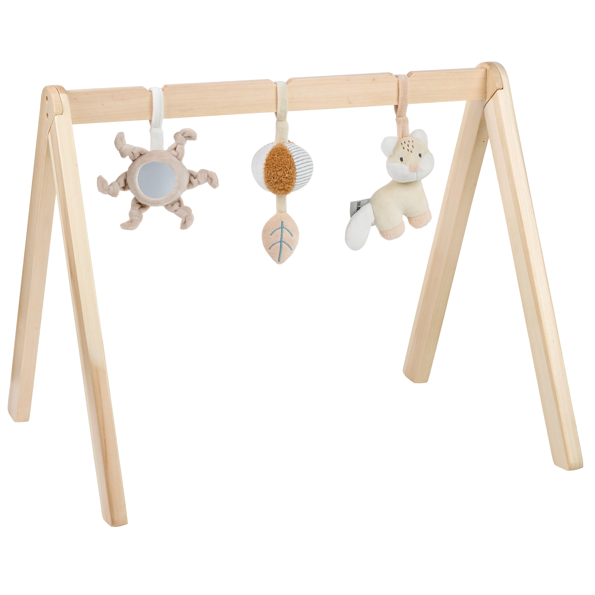 Деревянная арка Nattou FLO, ERNEST & OLI Лиса, Лев и Слоник с подвесом 682220