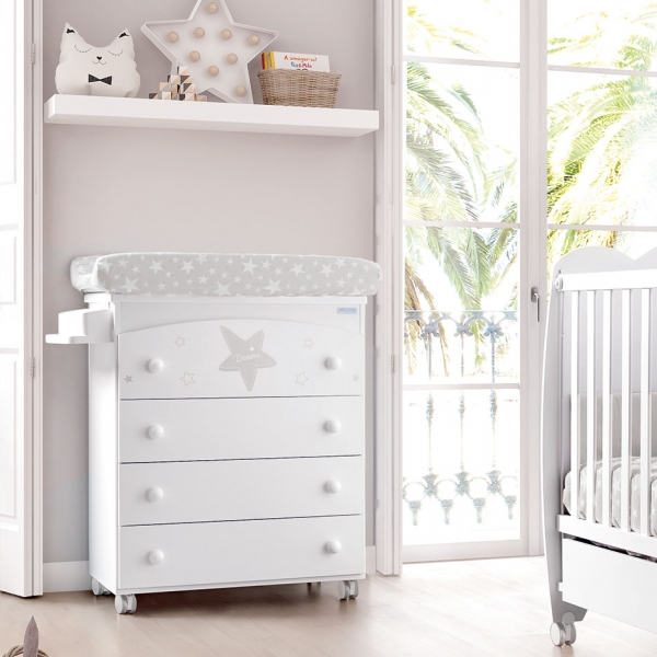 Комплект Micuna Estela №1: кровать 120х60, комод B-970 white/grey
