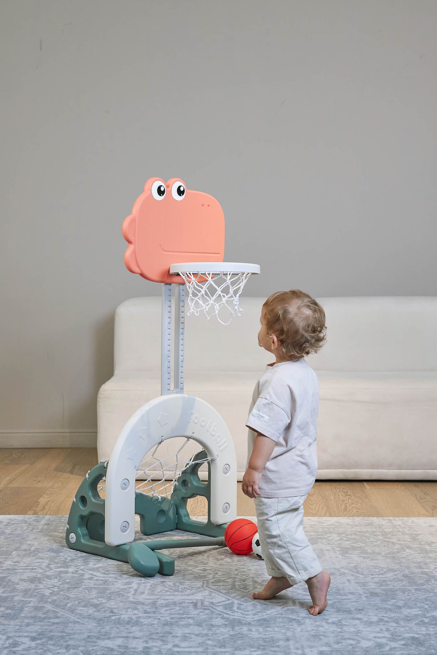 Стойка баскетбольная и хоккейные ворота UNIX Kids Dino (2 in 1) PPBSDINO