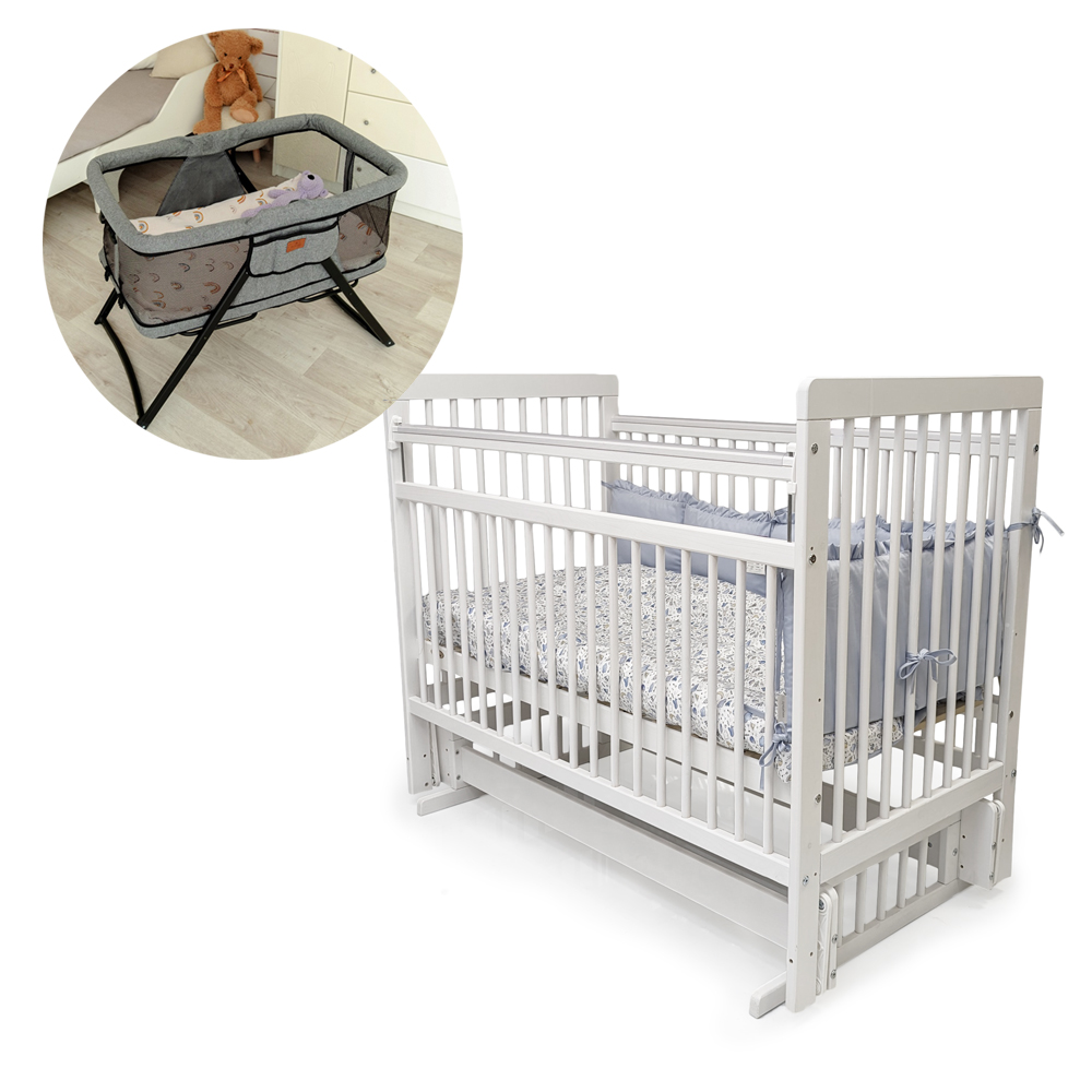 Колыбель Fiorellino Grey и Кровать Bambini 120х60 см маятник без ящика