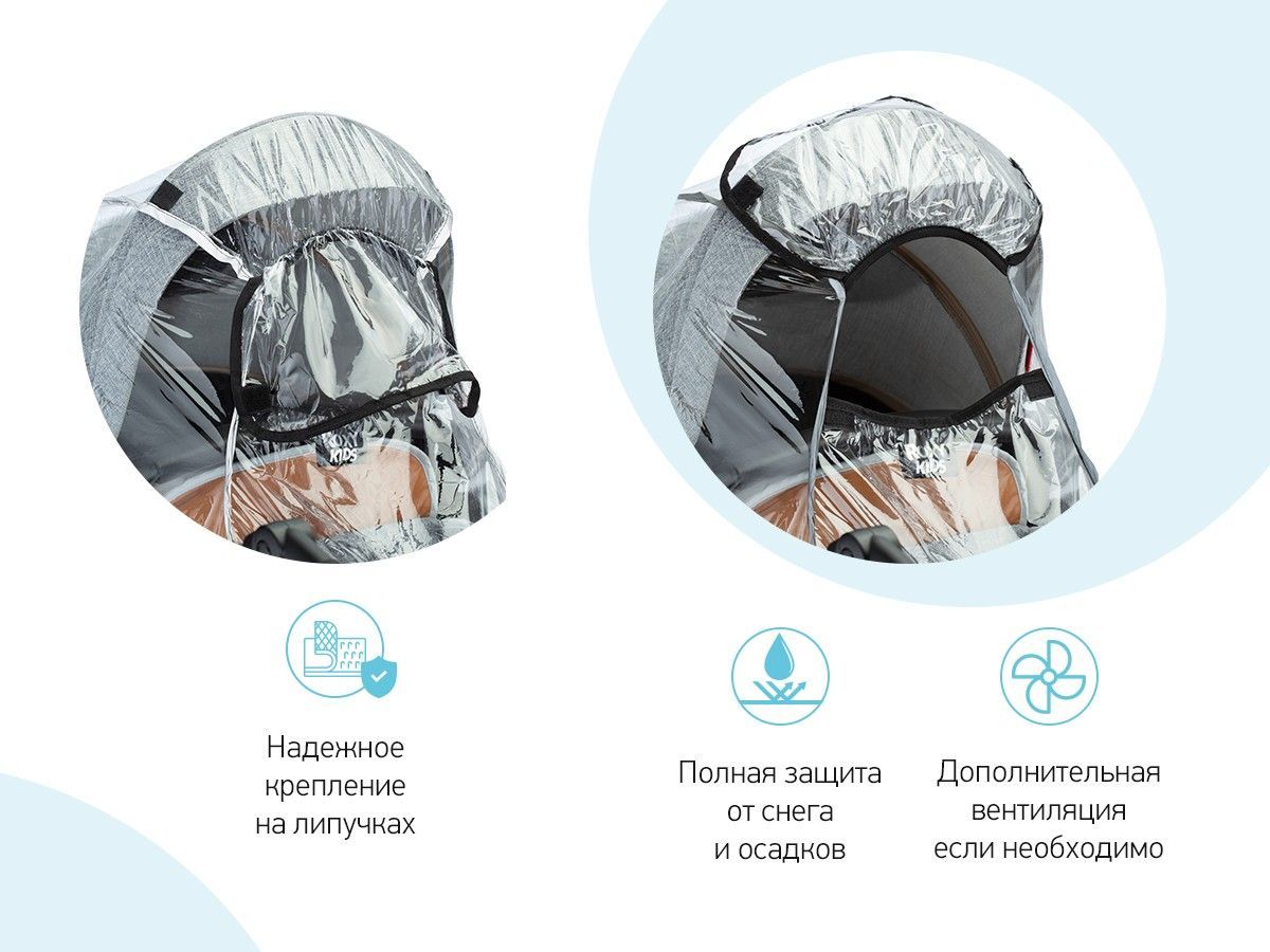 Дождевик Roxy-Kids на коляску универсальный со светоотражателем в сумке RRC-002