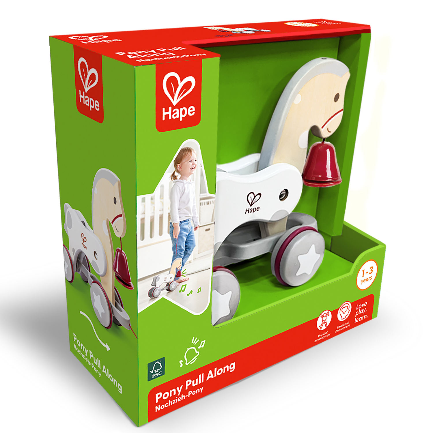 Игрушка-каталка для малышей  Hape Пони на веревочке, серии Зверики