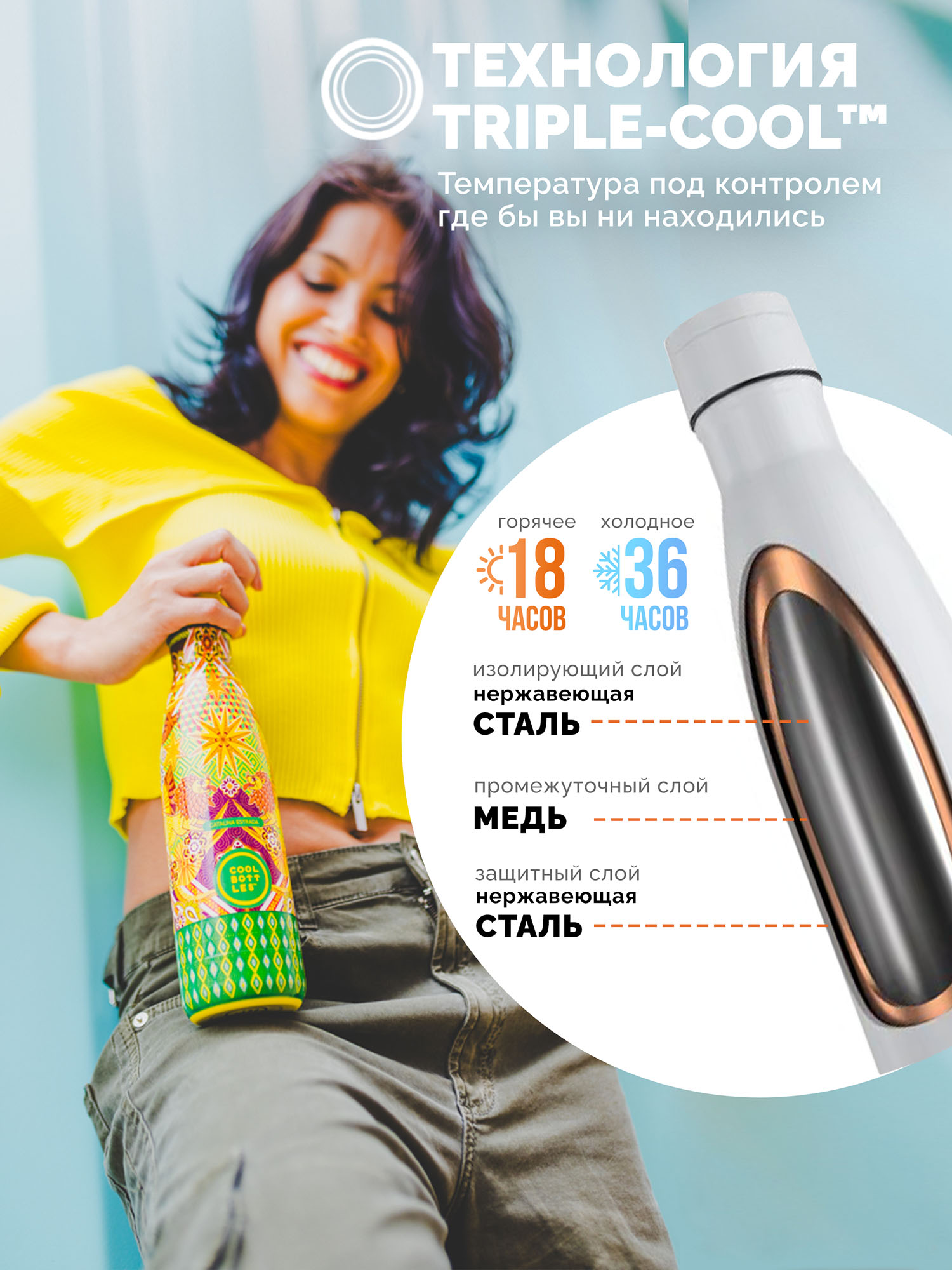 Термос–термобутылка Cool Bottles 500мл