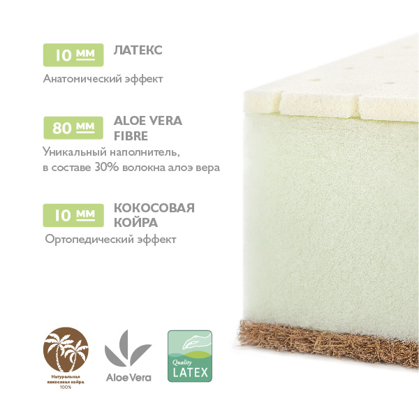 Матрац детский Plitex Aloe vera Oval 125х75х11см АВ-18/4
