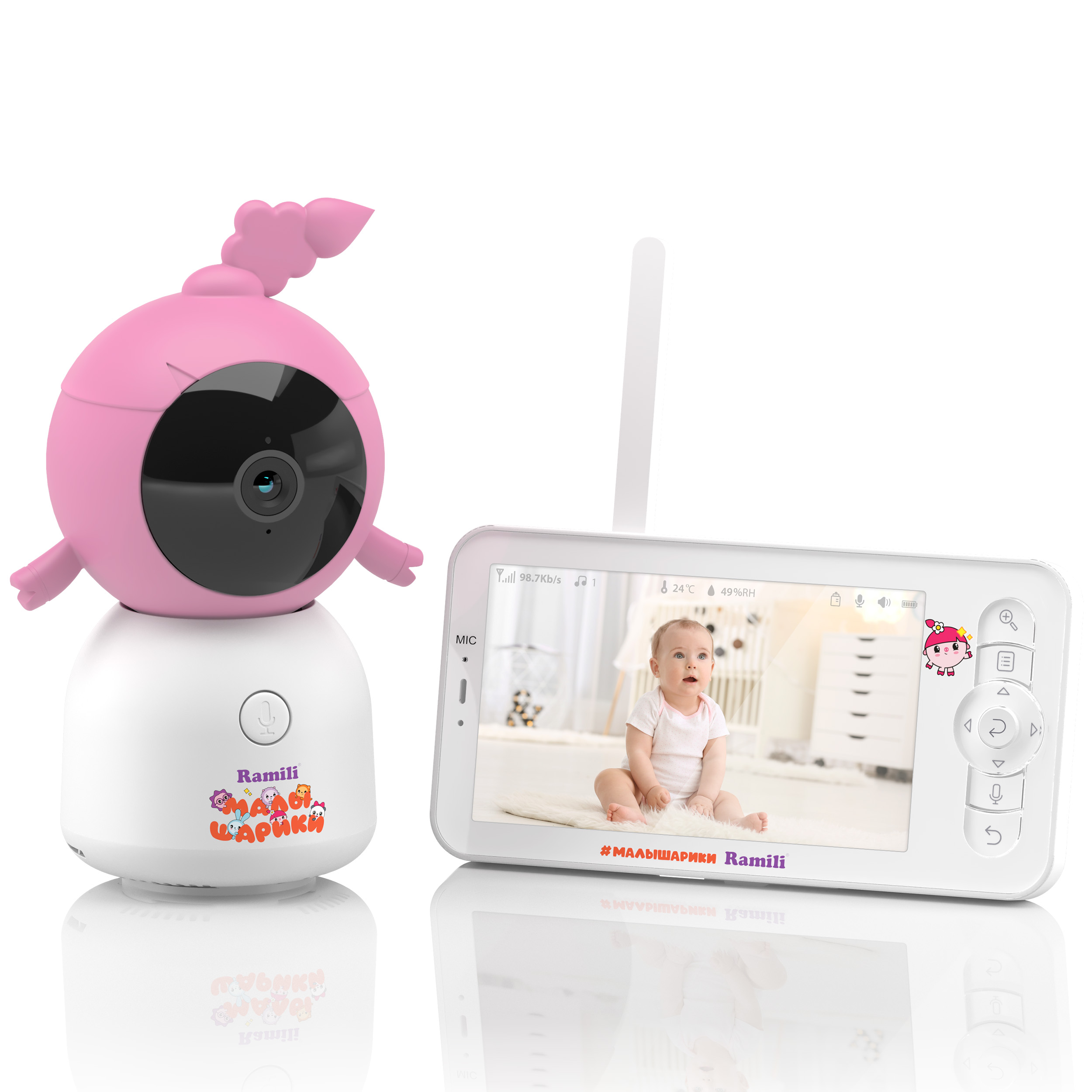 Видеоняня Ramili Baby Нюша, Малышарики, с креплением RV100NUSHA