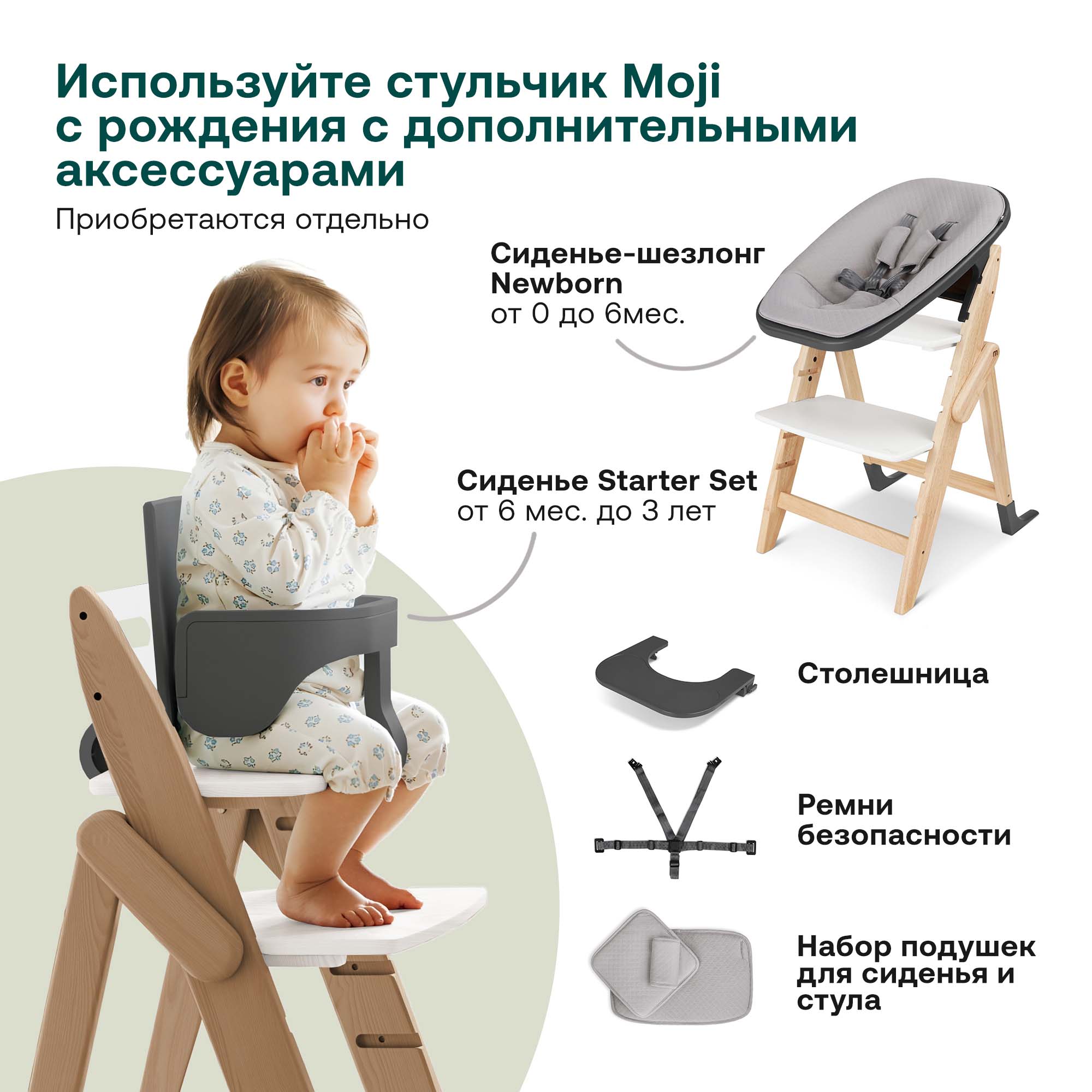 Растущий стульчик для кормления Moji by ABC-Design Yippy Tune