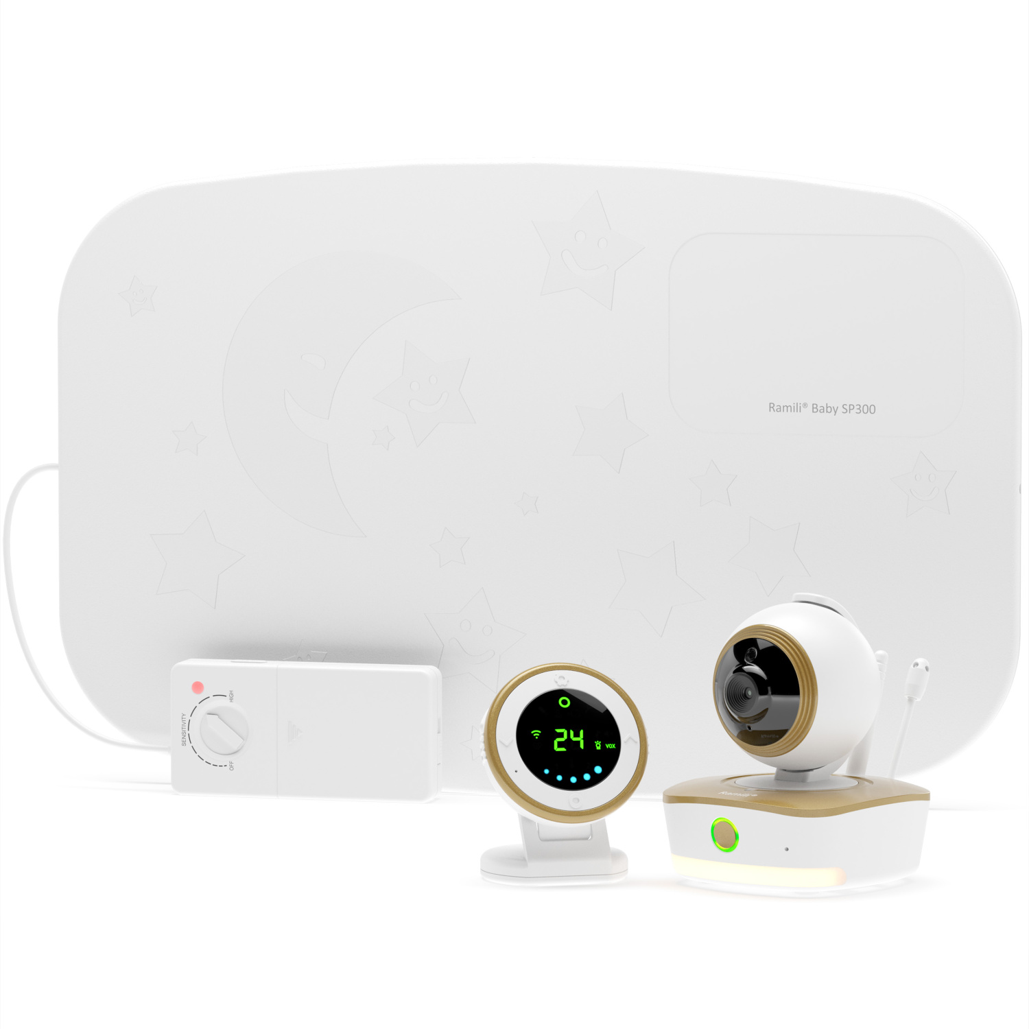 Видеоняня Ramili Baby с монитором дыхания 3 в 1 Wi-Fi Full HD радио с повышенной дальностью RV1800SP