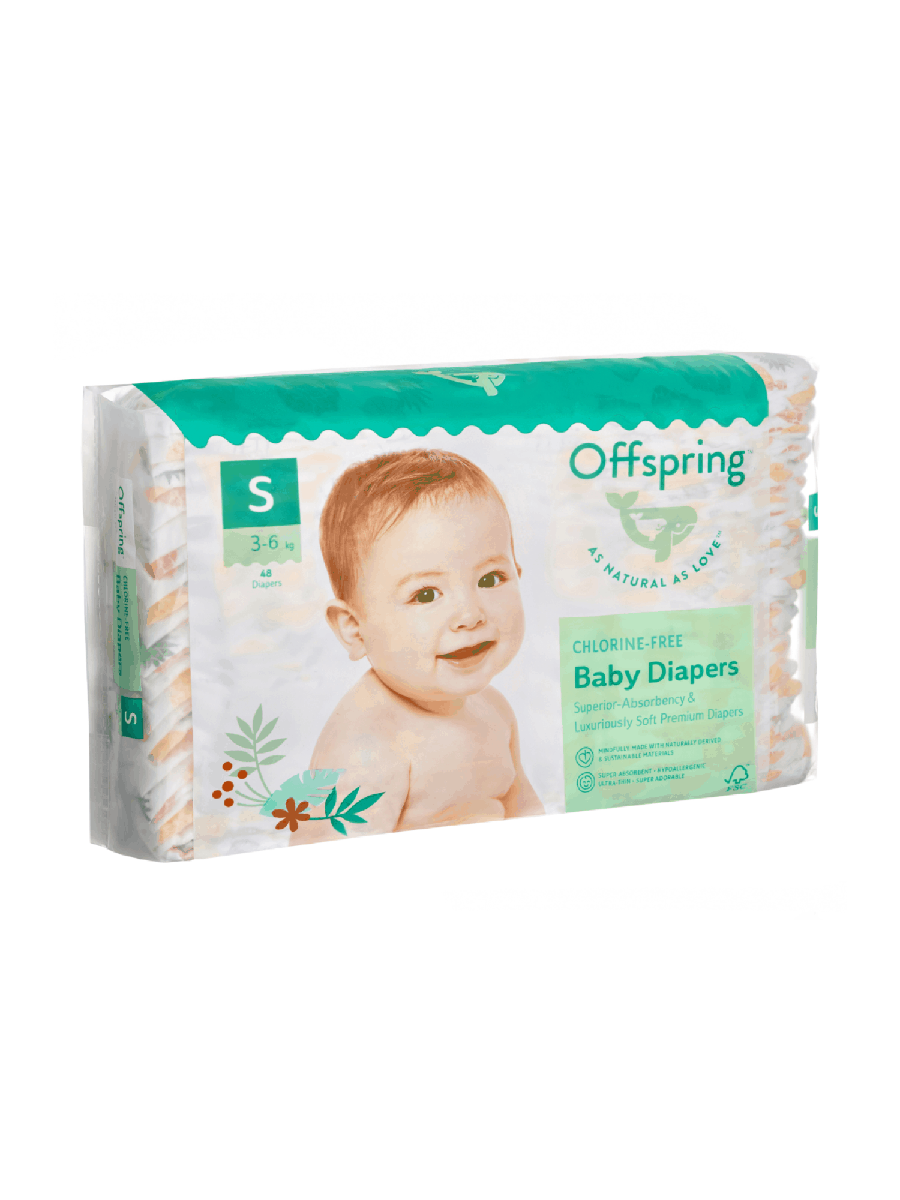 Подгузники Offspring S 3-6 кг Ананасы 48 шт