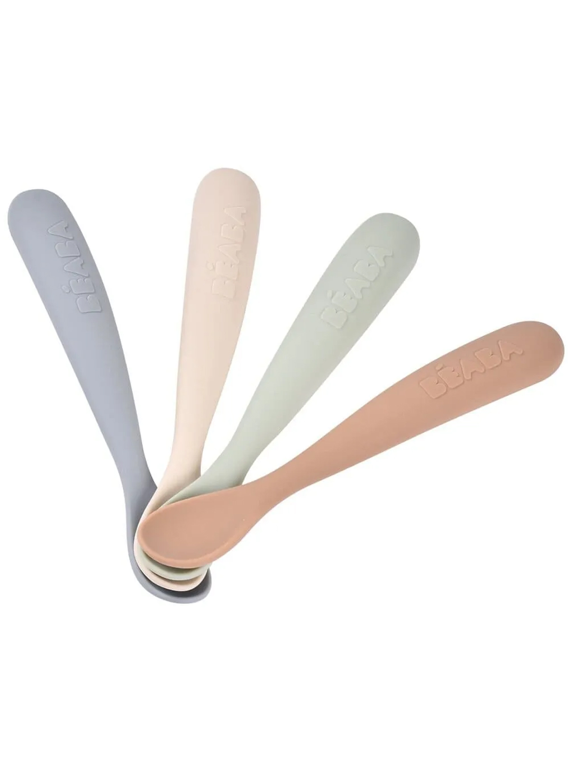 Набор ложек Beaba силиконовых в блистере 4шт 4М+ NATURAL/SET OF 4 1ST AGE SILIC SPOONS