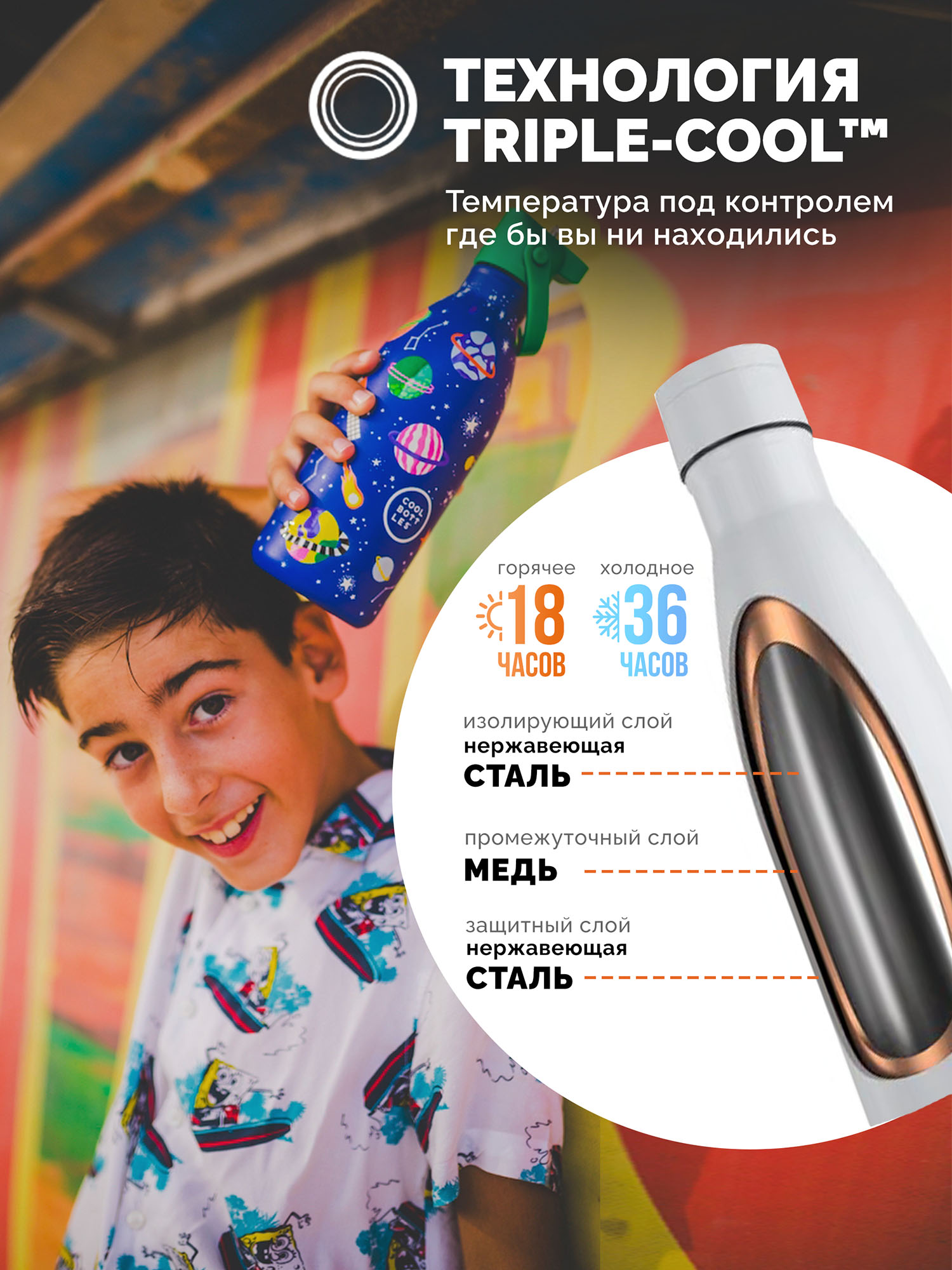 Термос–термобутылка Cool Bottles Kids 500мл