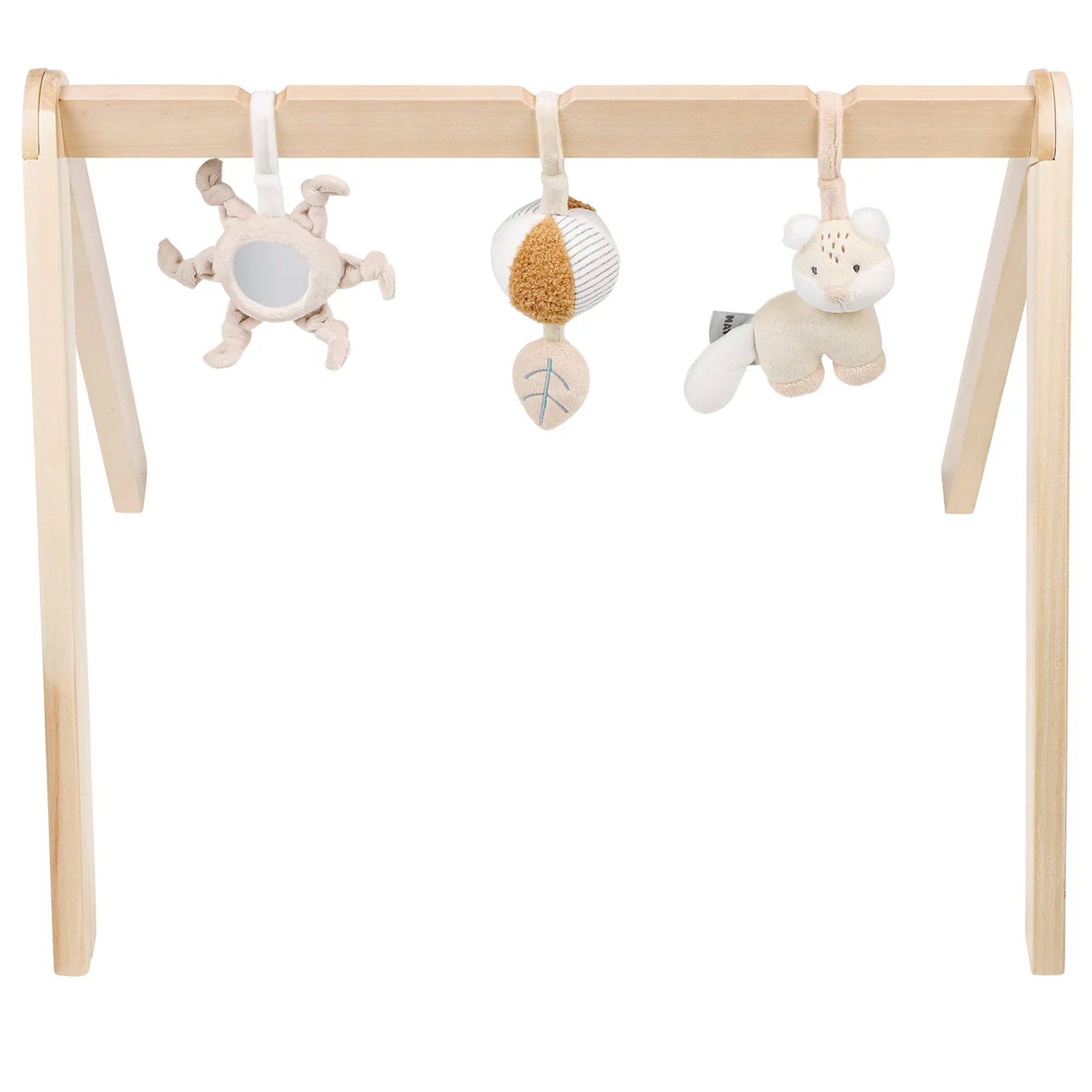 Деревянная арка Nattou FLO, ERNEST & OLI Лиса, Лев и Слоник с подвесом 682220