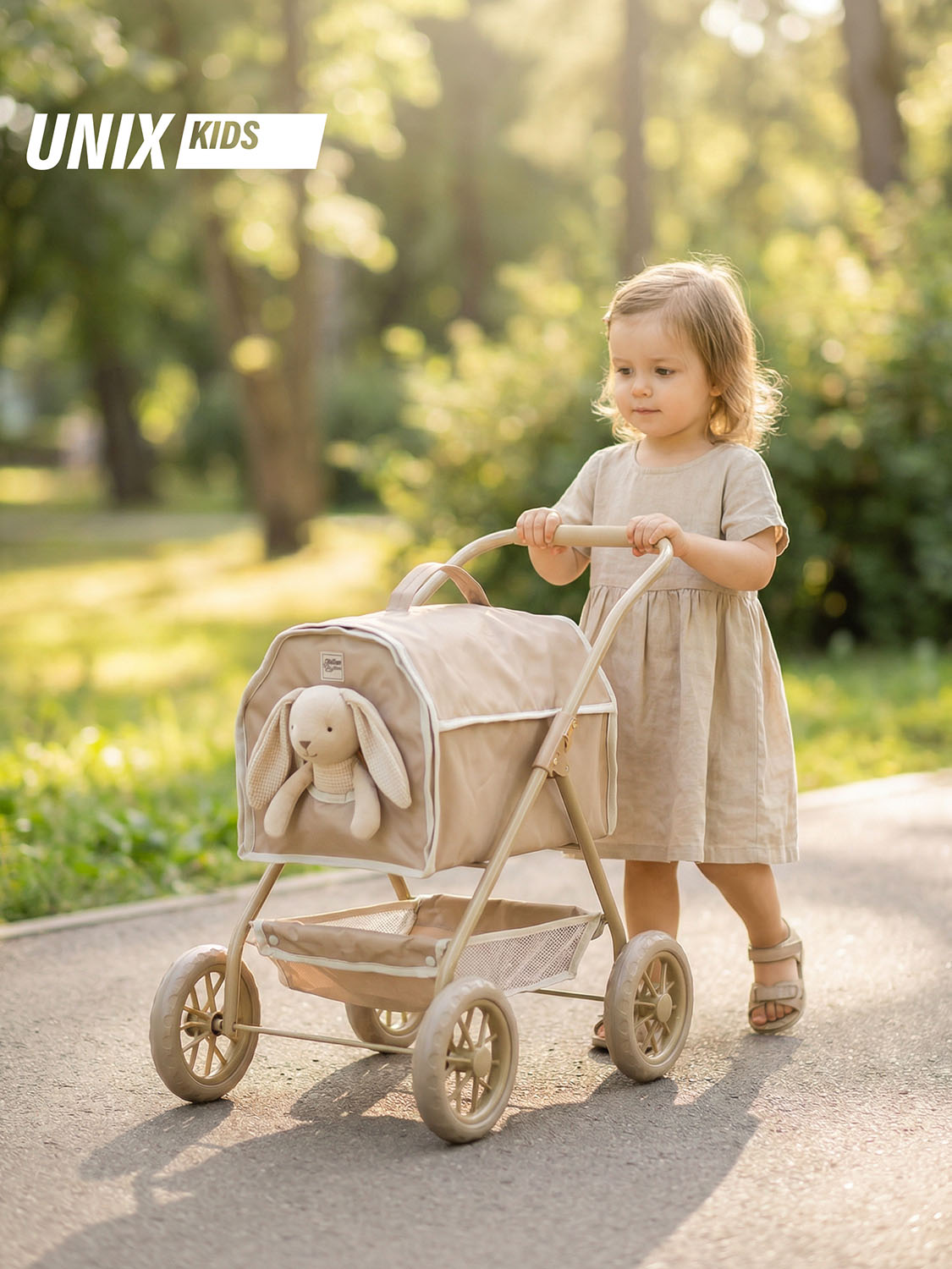 Коляска UNIX Kids Pet Doll для кукол Бежевый (Camel) DOLLPETCL