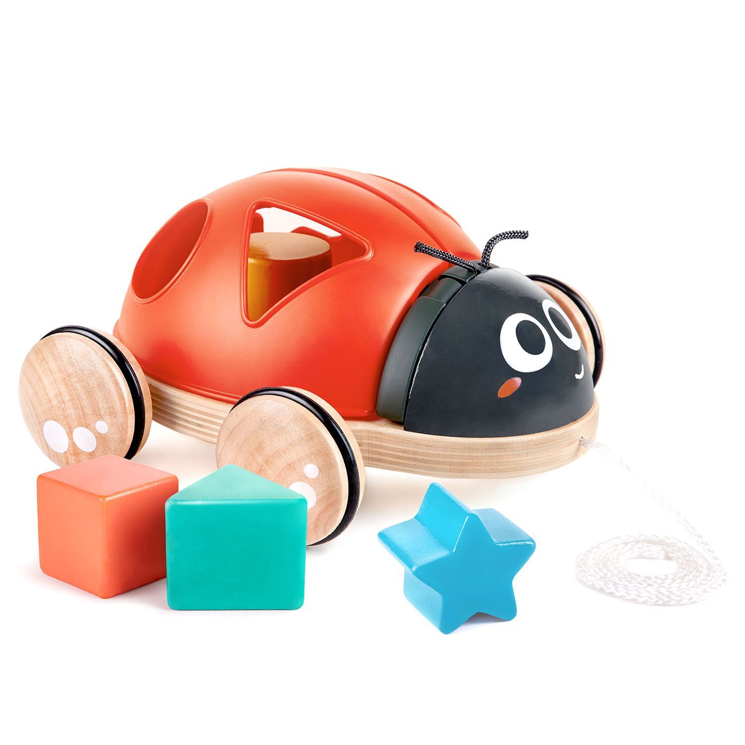 Игрушка каталка-сортер Hape «Божья коровка», 5 предметов