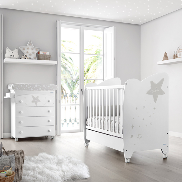 Комплект Micuna Estela №1: кровать 120х60, комод B-970 white/grey