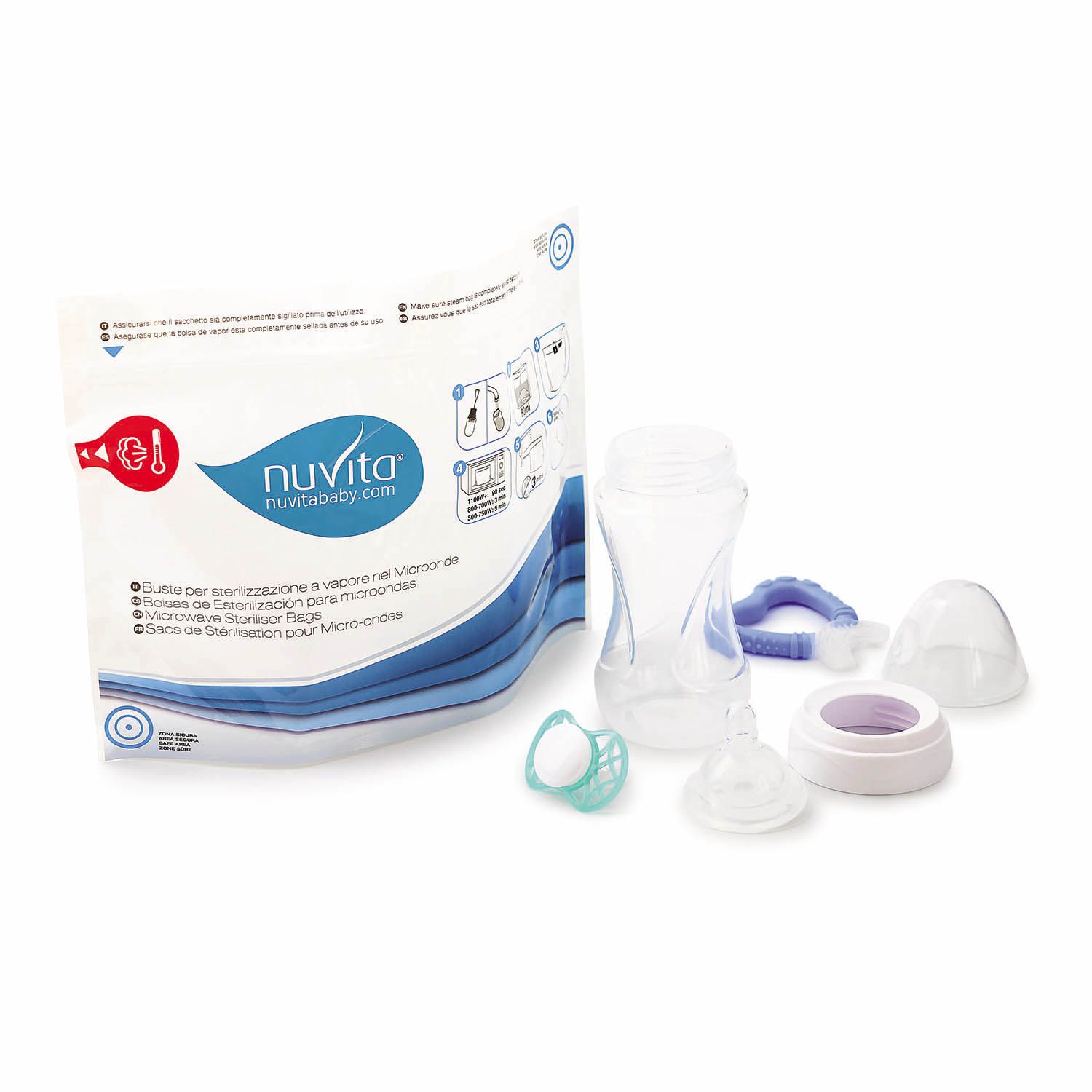 Пакеты для стерилизации в микроволновой печи Nuvita 1087 Microwave steam sterilizer bags, 5 шт NU-ALST0008