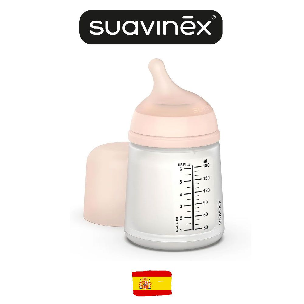 Бутылочка пластиковая для детского питания Suavinex 180 мл, с соской из сверхмягкого силикона, медленный поток 304755