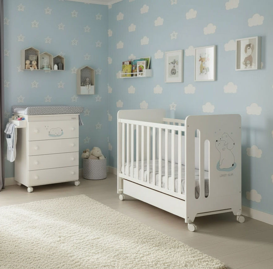 Промонабор Micuna Polar Bear: Кровать 120x60 + Комод пеленальный B-947