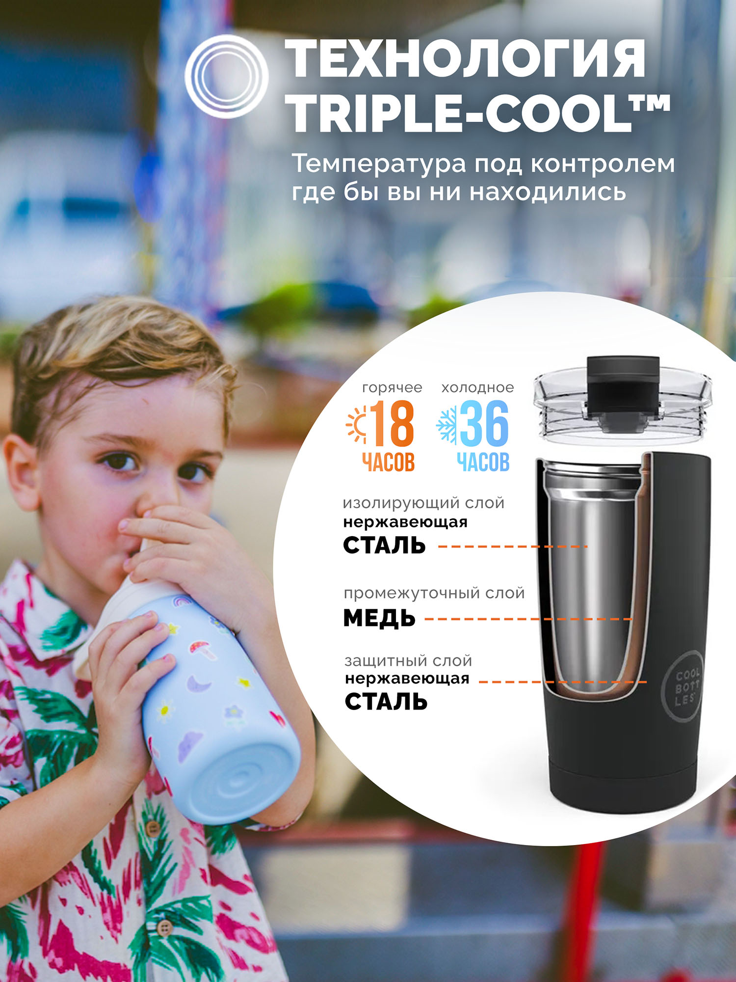 Термос–термобутылка Cool Bottles Kiddie 350мл
