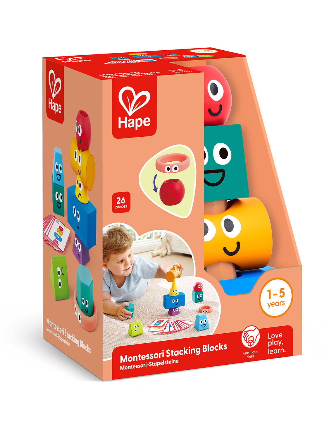 Головоломка HAPE «Умняша» Геометрическая башня (блоки монтессори) E0531_HP