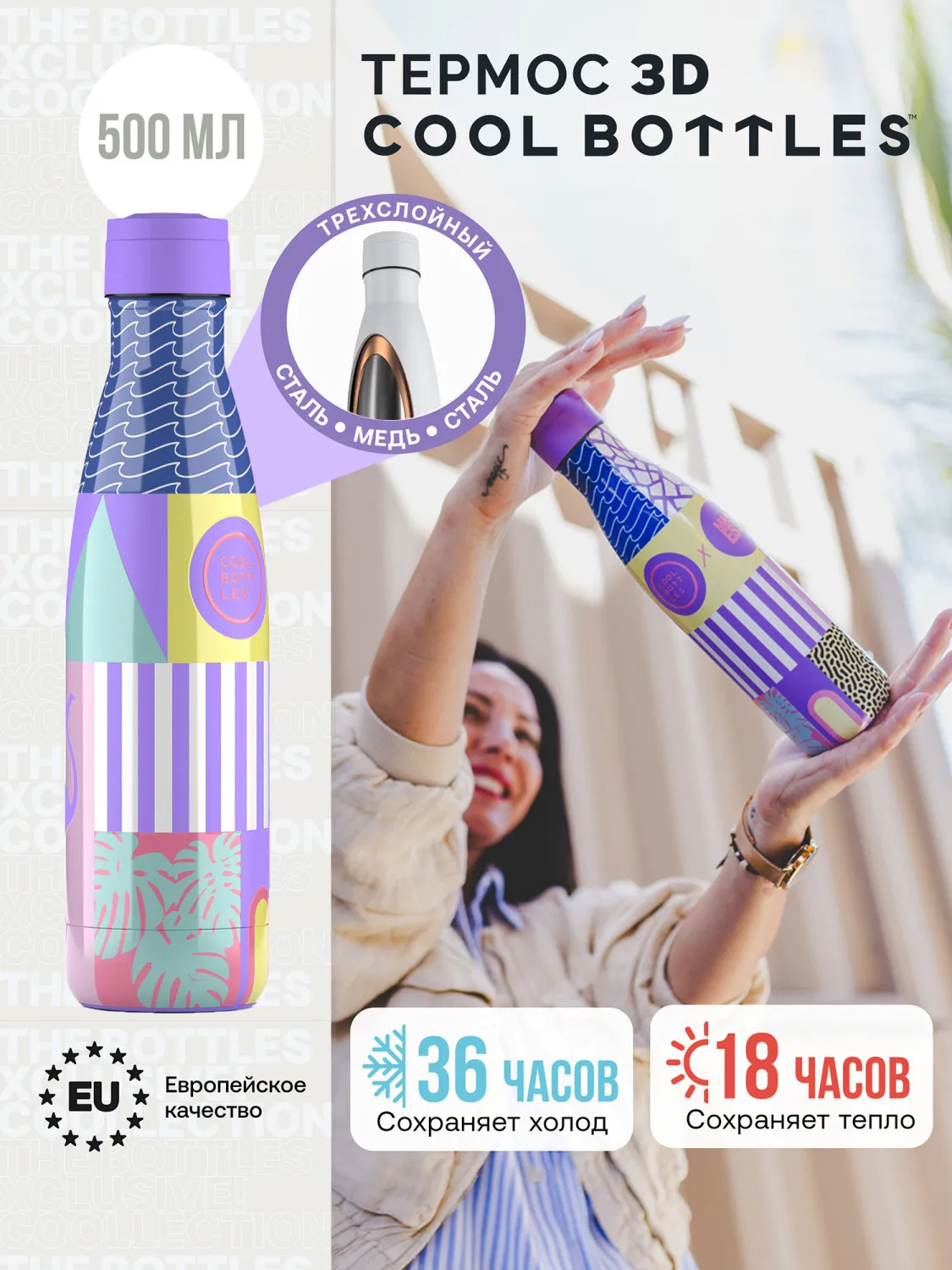 Термос–термобутылка Cool Bottles 500мл