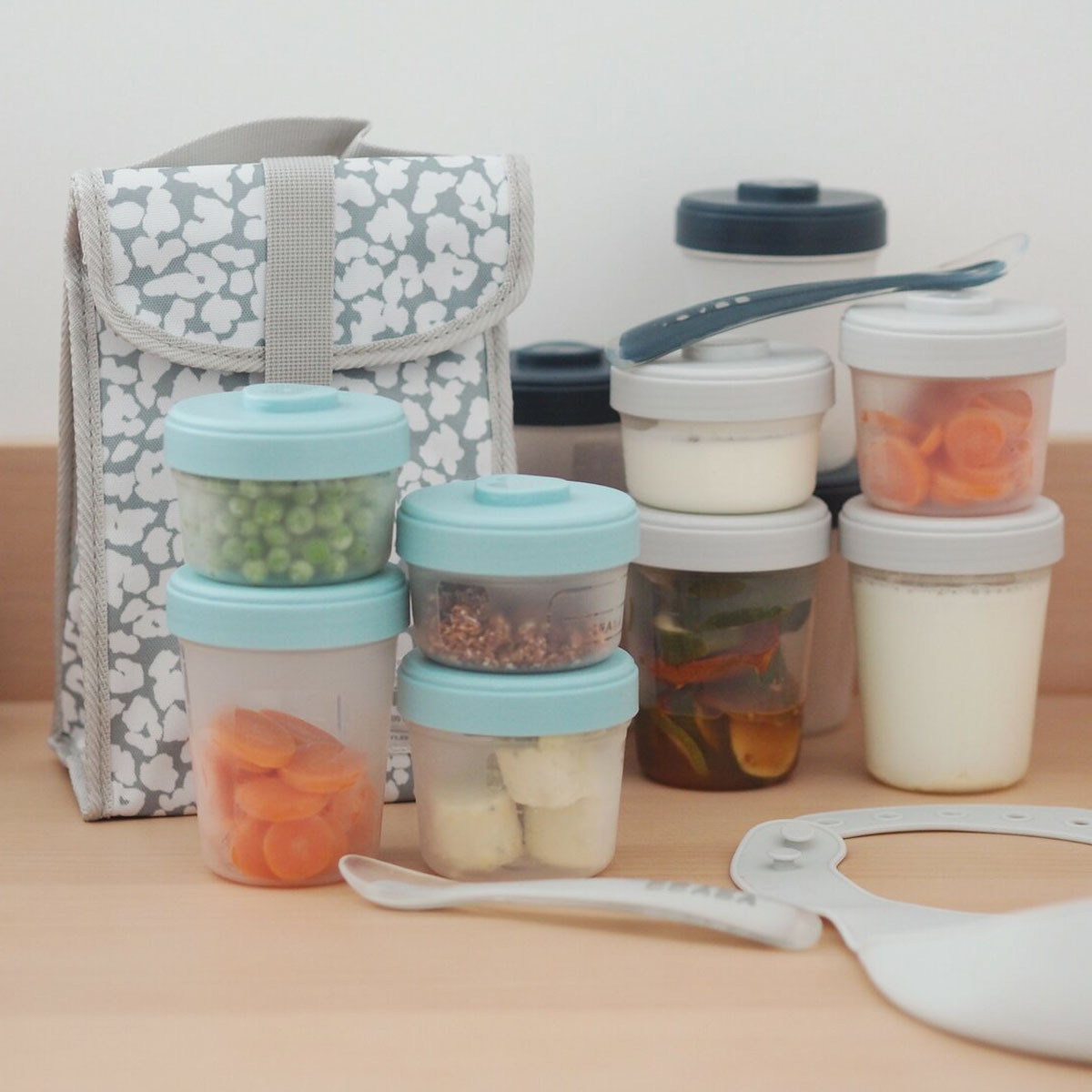 Набор контейнеров Beaba для детского питания 2x90мл/4x150мл/6x250мл + 2 ложки