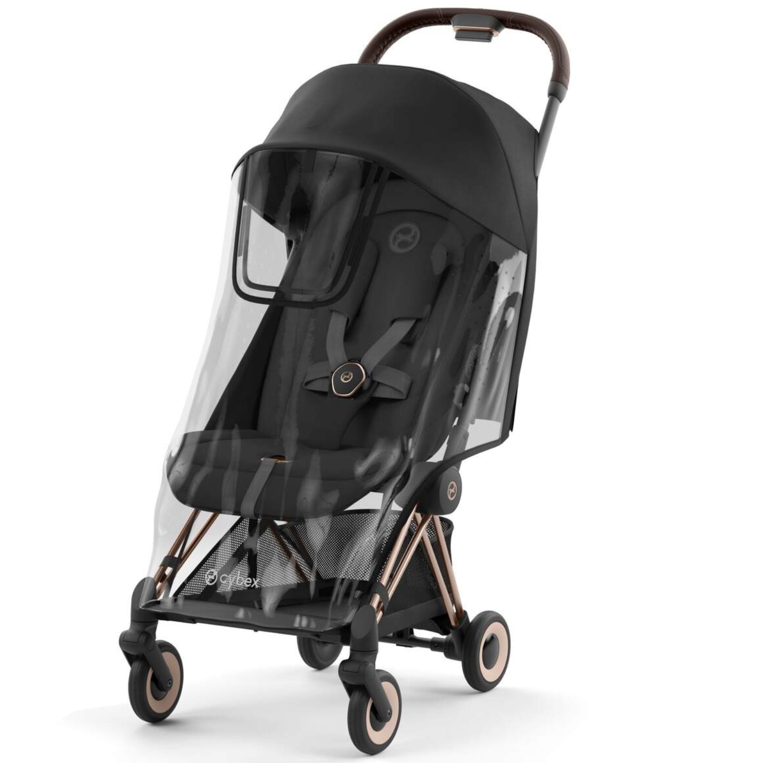 Коляска прогулочная Cybex Coya шасси Rosegold с дождевиком и бампером
