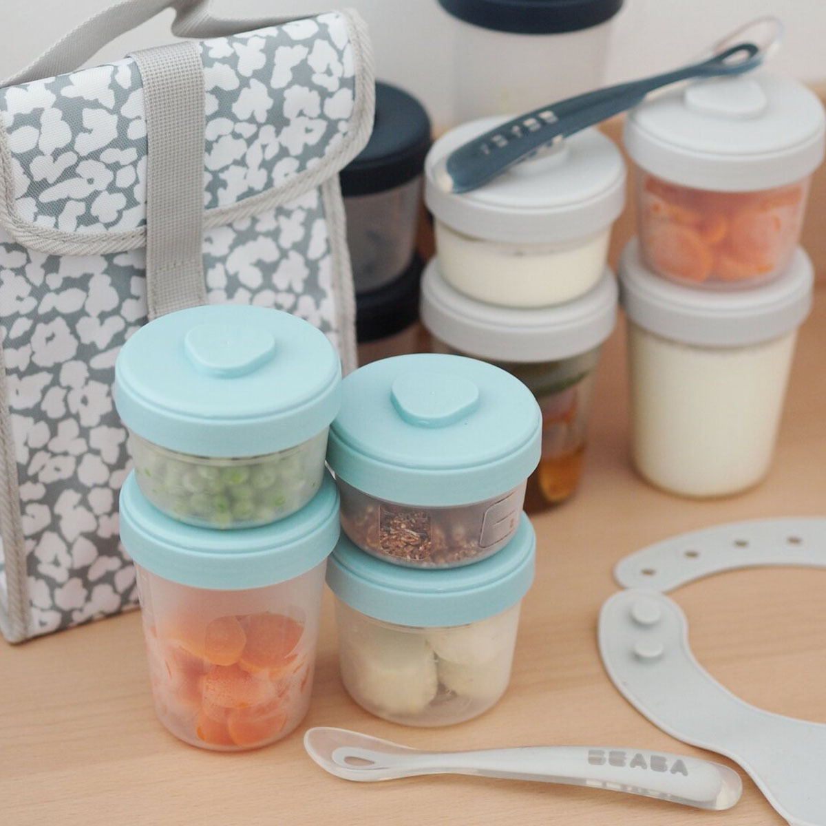 Набор контейнеров Beaba для детского питания 2x90мл/4x150мл/6x250мл + 2 ложки