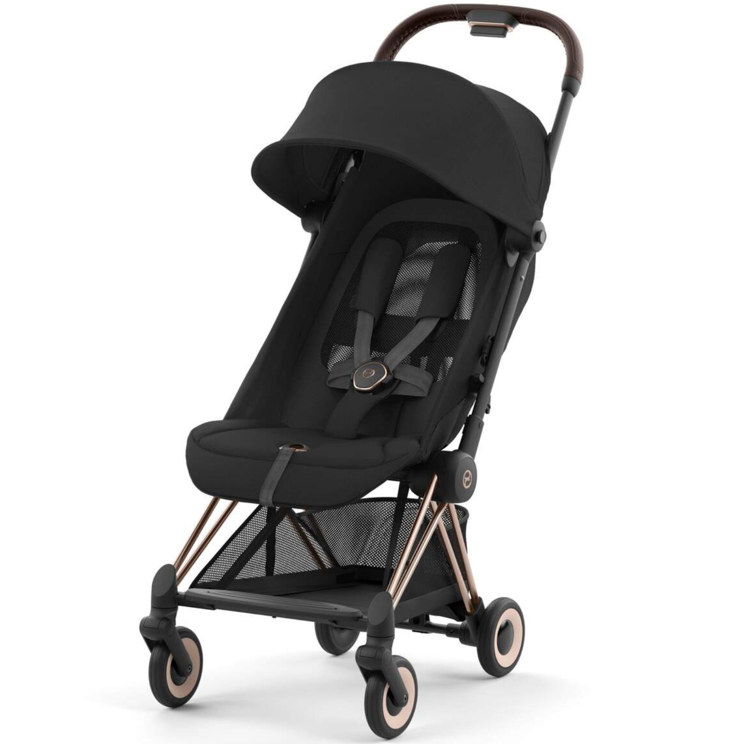 Коляска прогулочная Cybex Coya шасси Rosegold с дождевиком и бампером