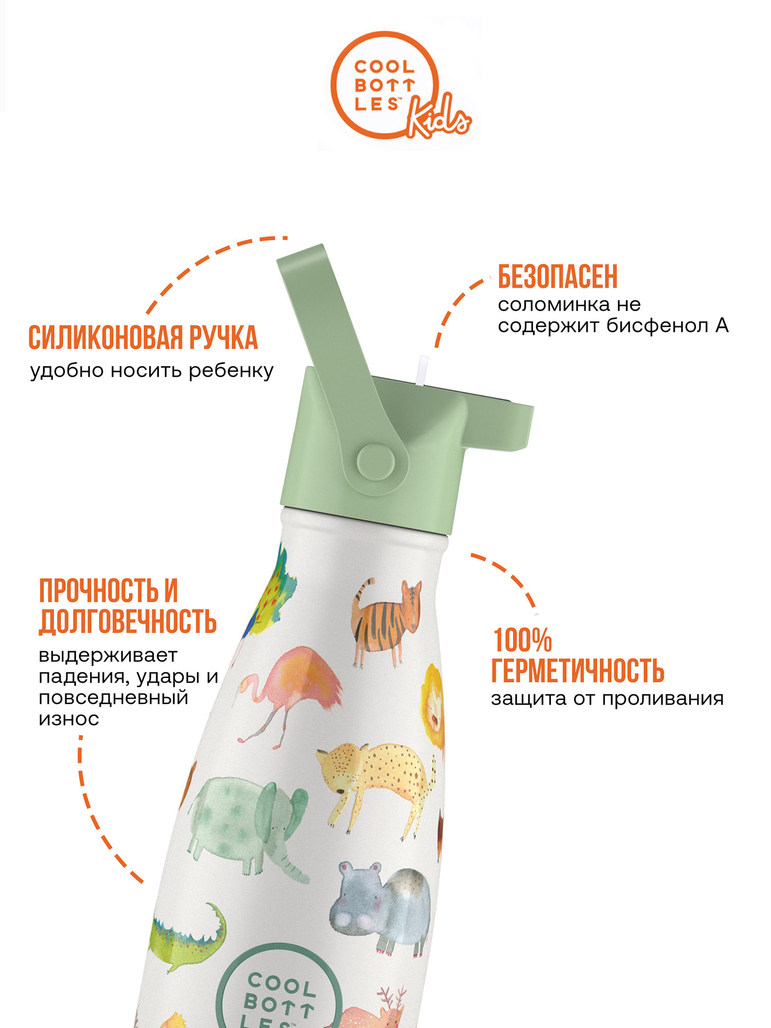 Термос–термобутылка Cool Bottles Kids серия Adventure African Safari 260 мл